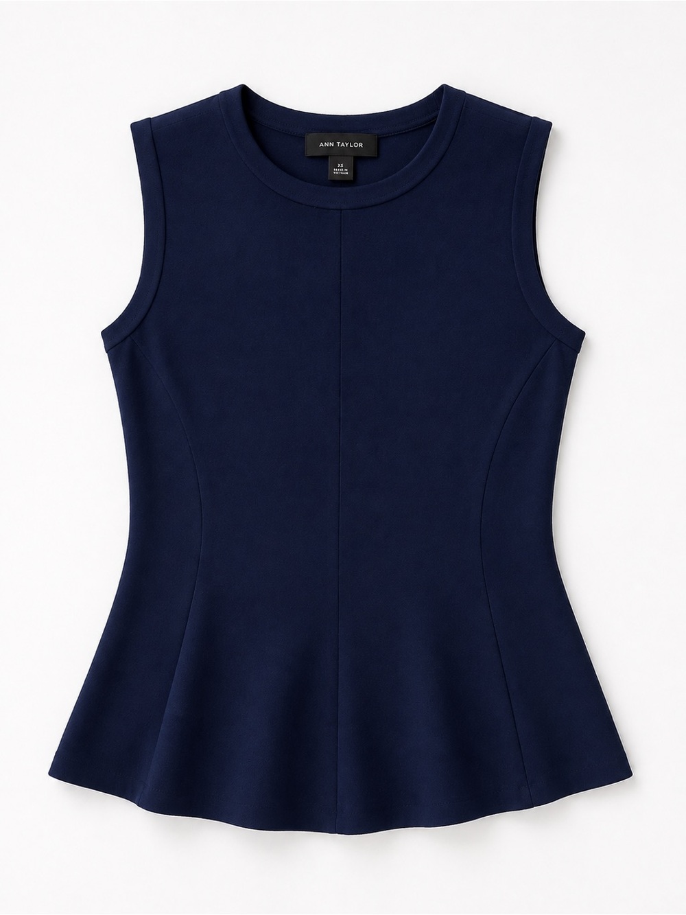 Ann Taylor Navy Sleeveless Peplum Top
